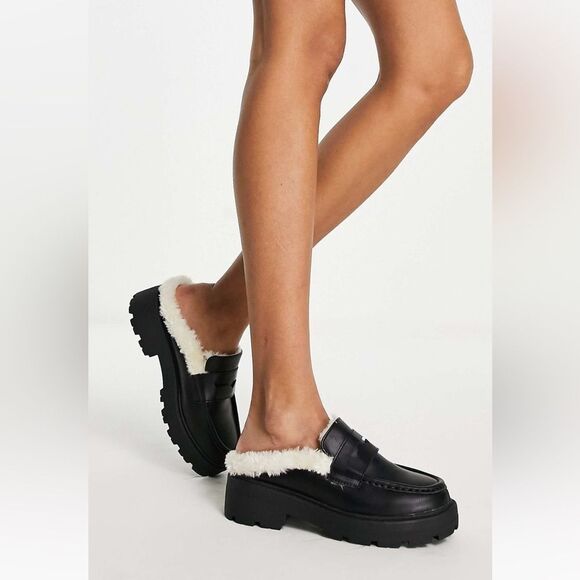ASOS Truffle Collection Chunky Faux Fur Lined Loafers EUC! Size US 7 (38) - Picture 1 of 6